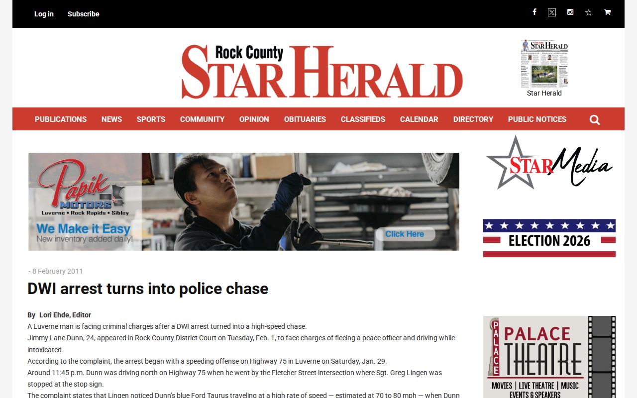 Rock County Luverne arrest news record context