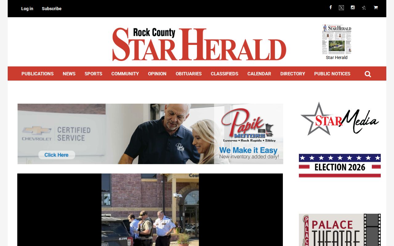 Rock County crime news record source screenshot from the Star Herald news index